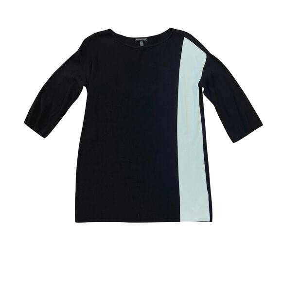 Eileen Fisher Black White Color Block Tunic Mini Dress Shirt Womens S Minimalist - Picture 3 of 9